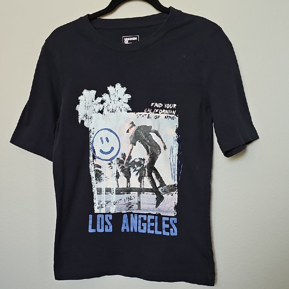 Legends of Now Black Graphic Short Sleeve Tee with Los Angeles Print Boys Large